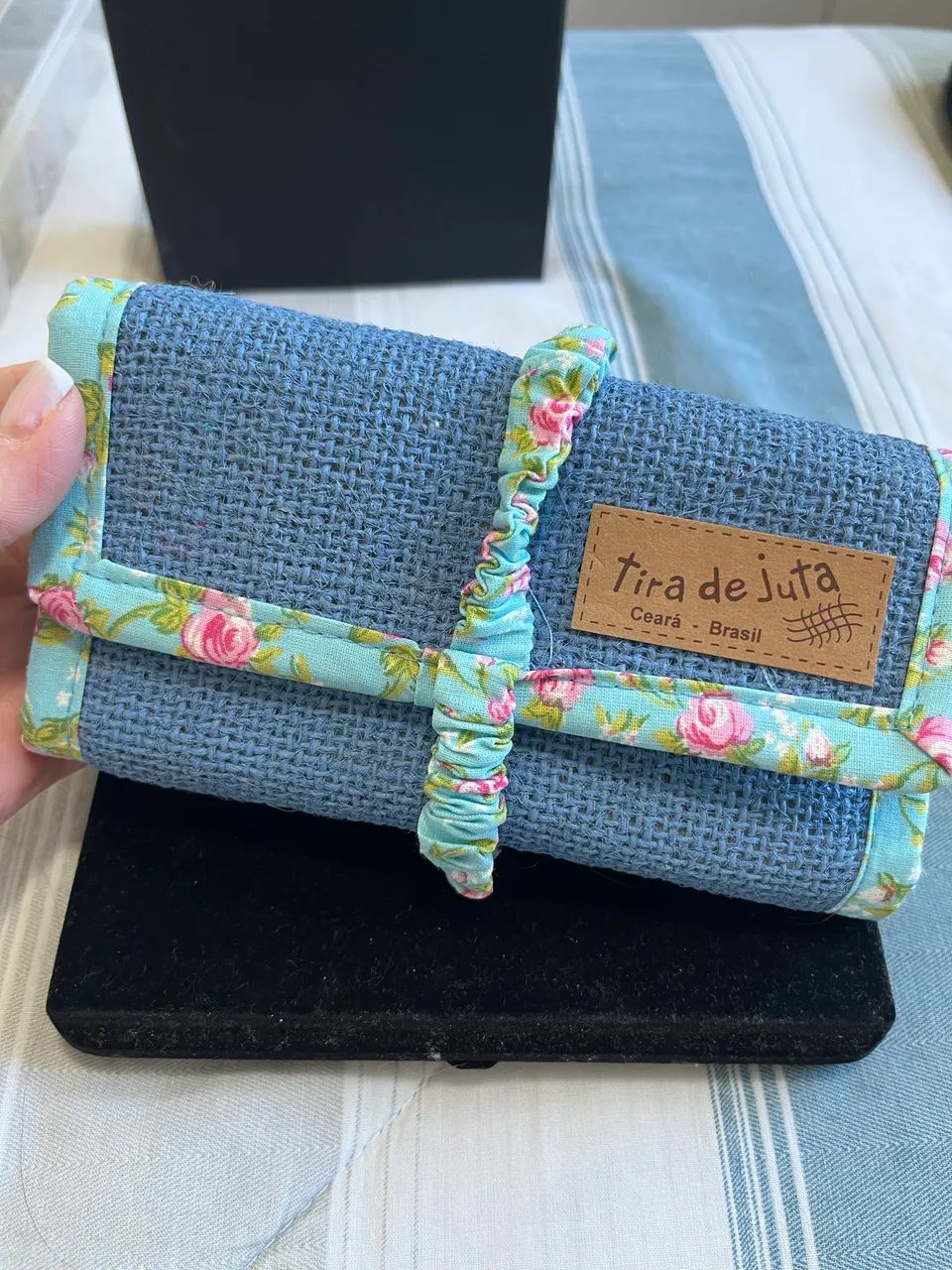 Kit de viagem de tecido e juta necessaire - Foto 2