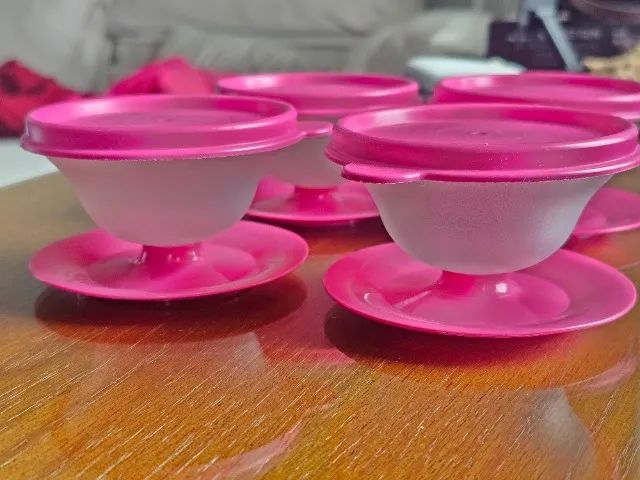 Kit 4 taças tupperware rosa