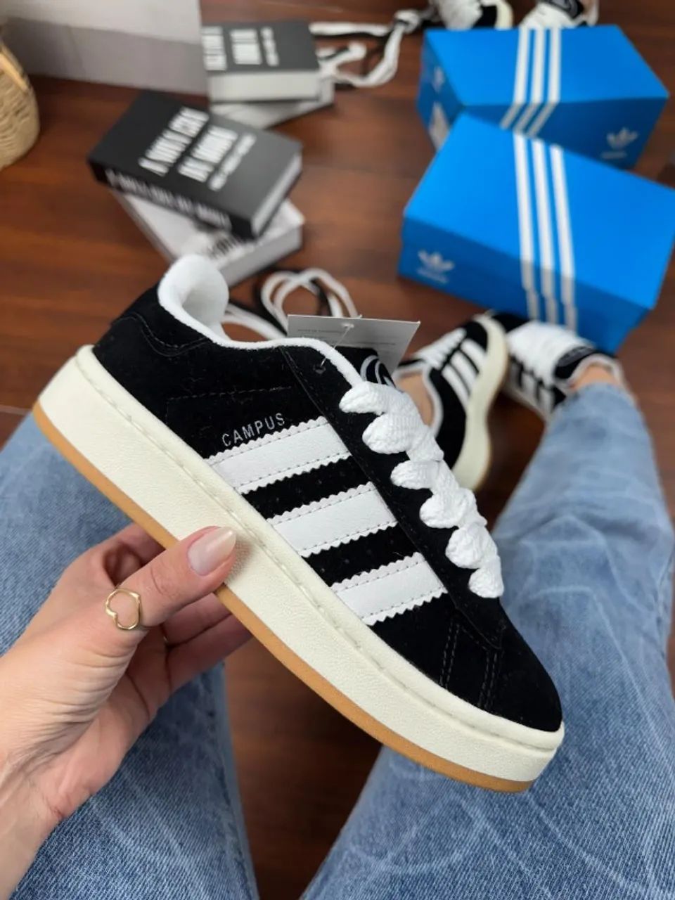 Tênis Adidas Campus Preto Premium Unissex - Acompanha 02 Pares de Cadarço