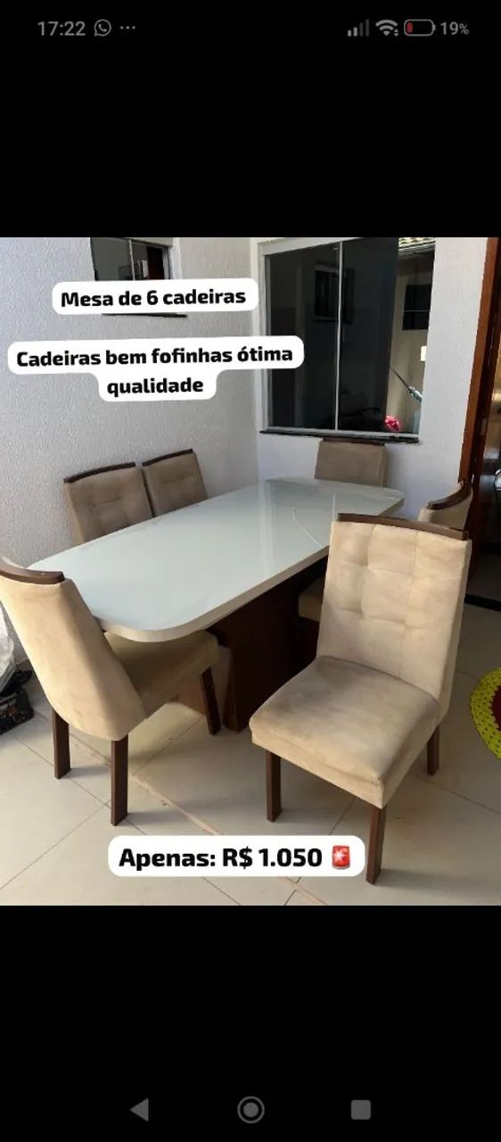 Vendo mesa com seis cadeiras 