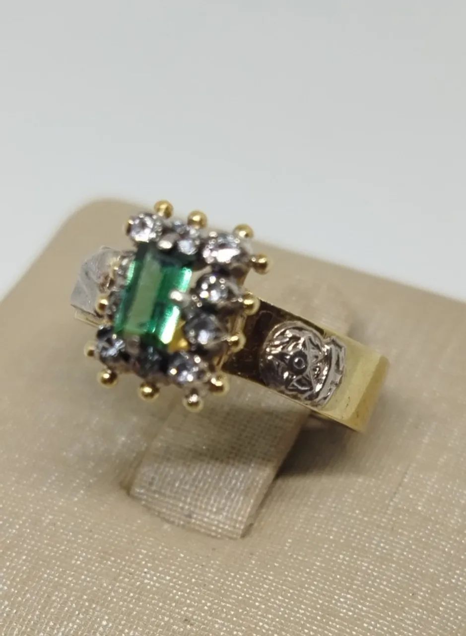 Anel ouro 18k - Turmalina e zirconias aro 15 - Foto 2