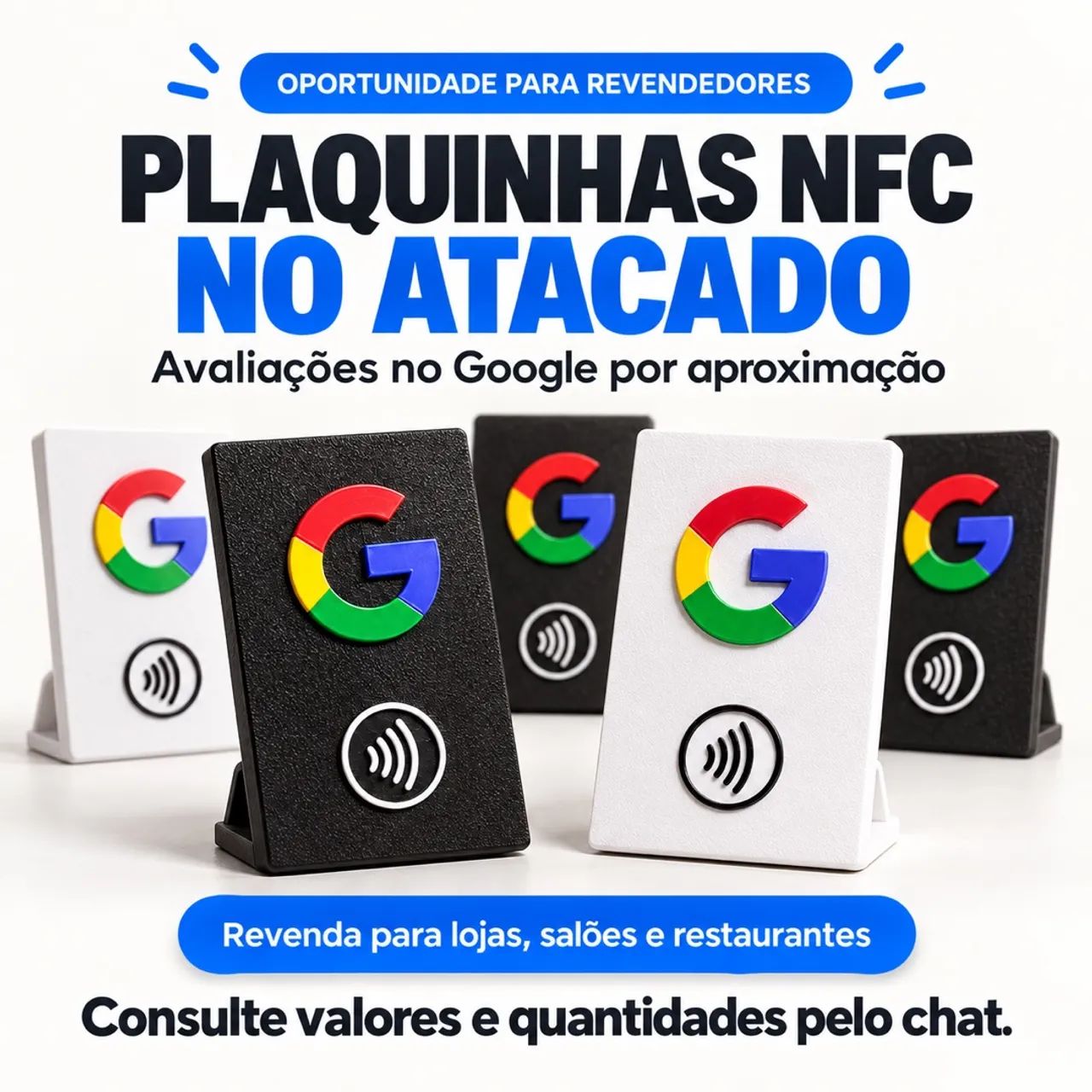 Plaquinha avaliação Google NFC - 3D atacado