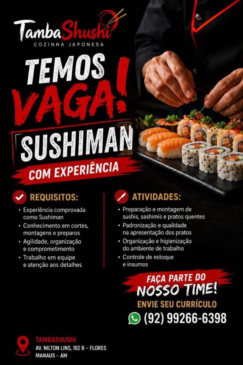 Vaga emprego sushiman