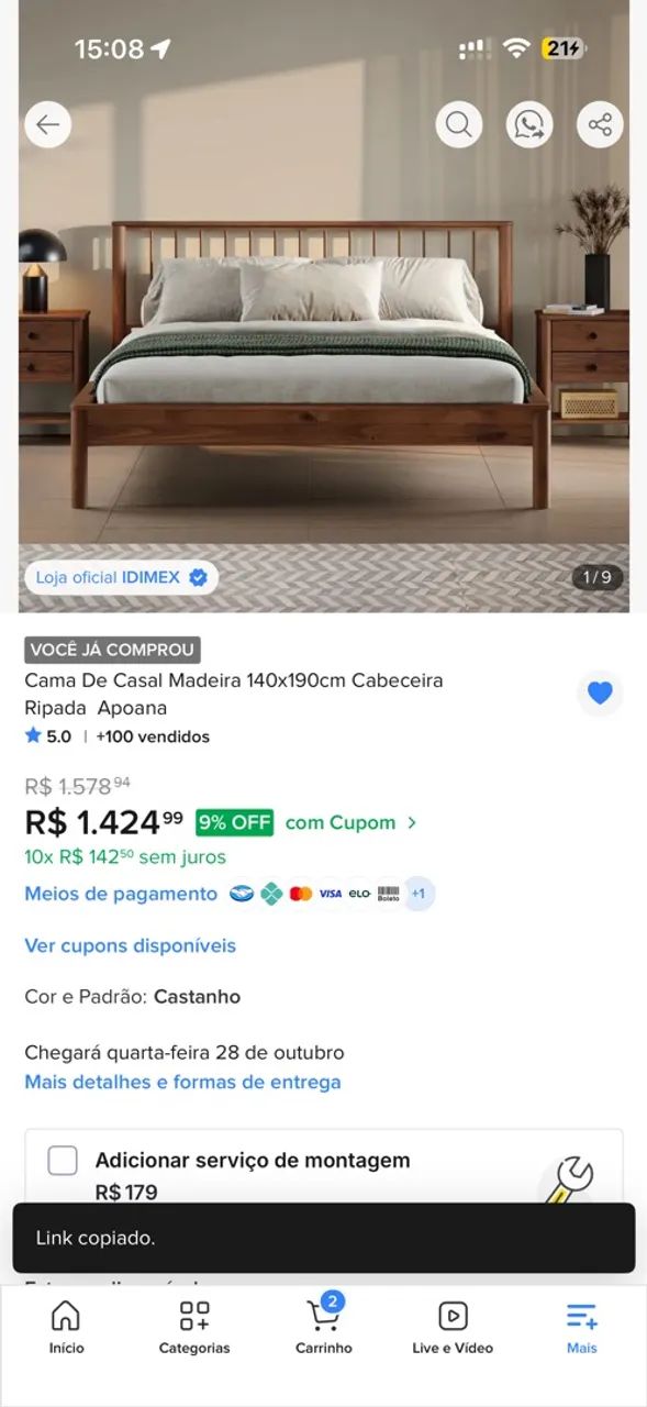 Cama de casal de madeira  - Foto 2