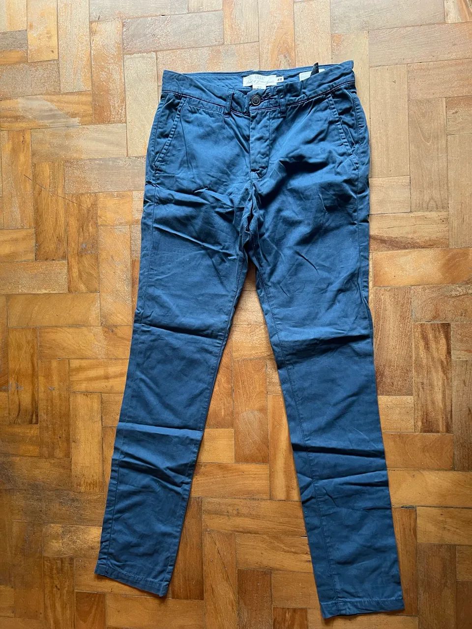 calça de sarja h&m azul slim fit tam 40