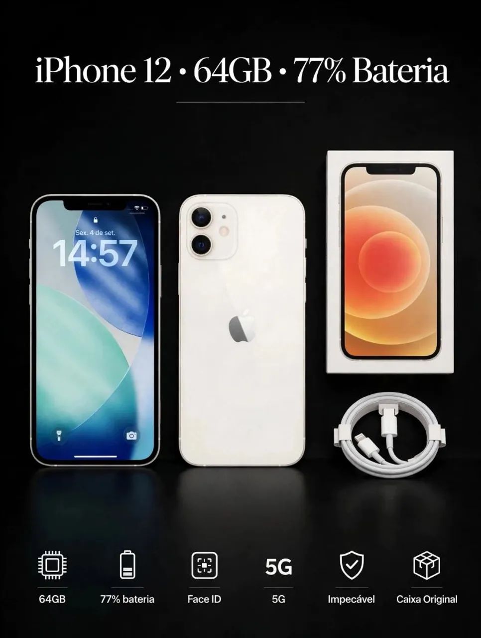 Iphone 12 impecável com caixa original sem detalhes 