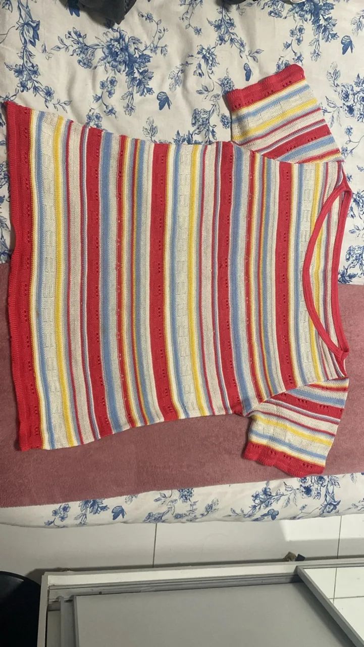 Blusa crochê colorida 