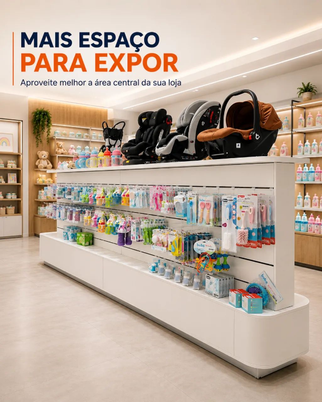 Ilha Expositora Central em MDF com Painel Canaletado - Foto 2
