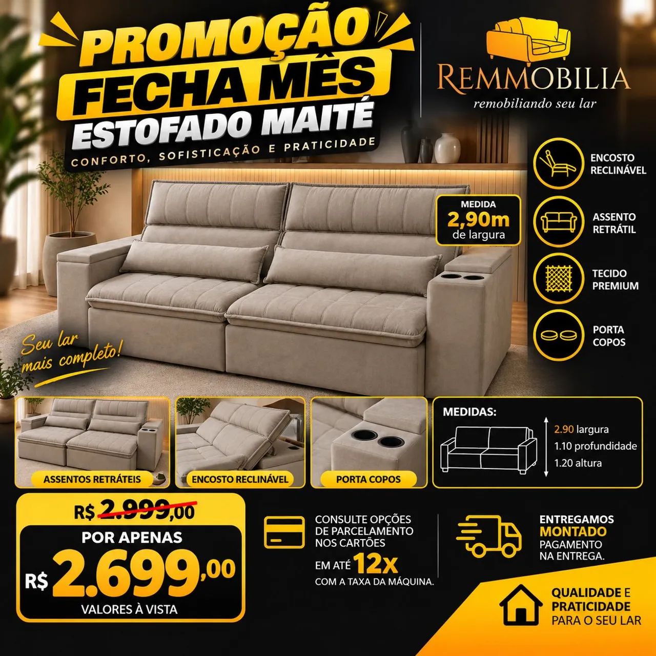 PROMOÇÃO FECHA MES SOFAS NOVOS ENTREGAMOS - Foto 4