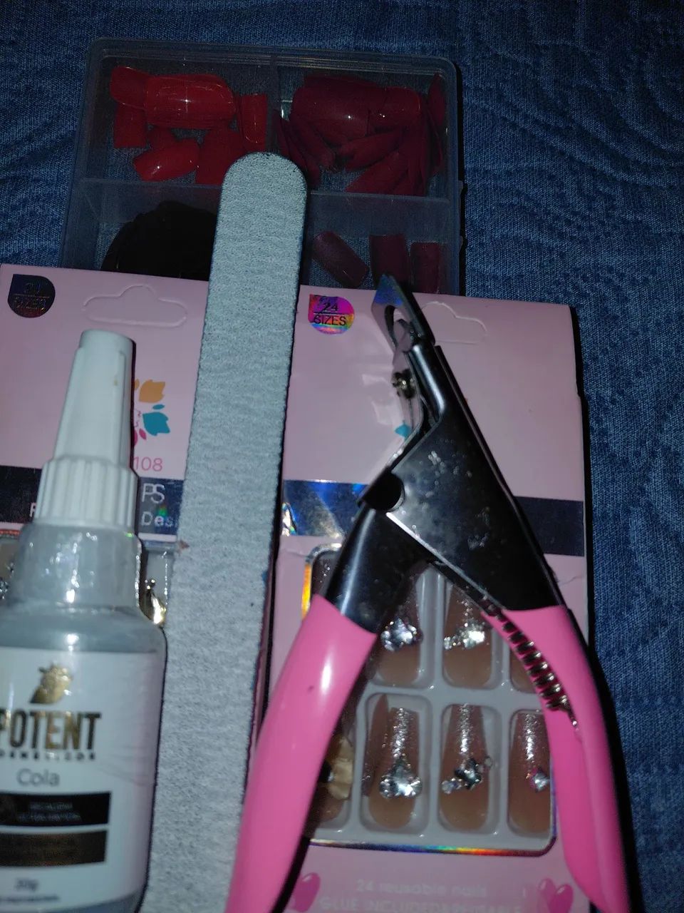 Kit com 5 unha postiça com cola e contando! - Foto 2