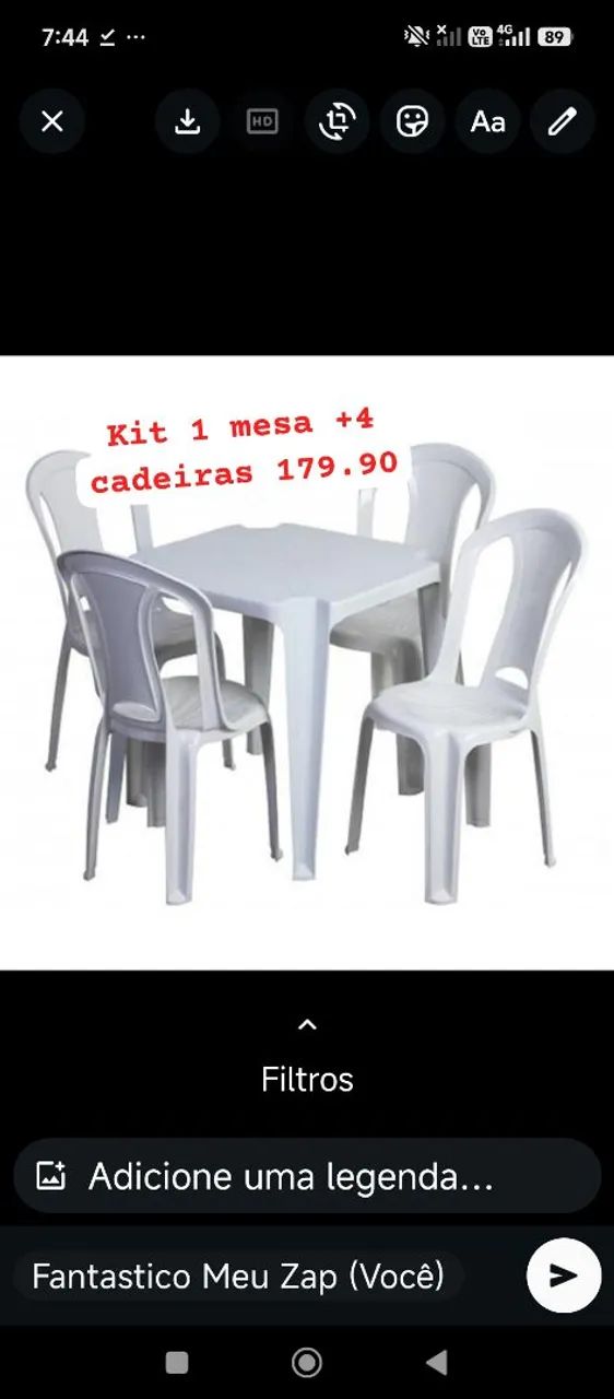 Kit 1 mesa+ 4 cadeiras 