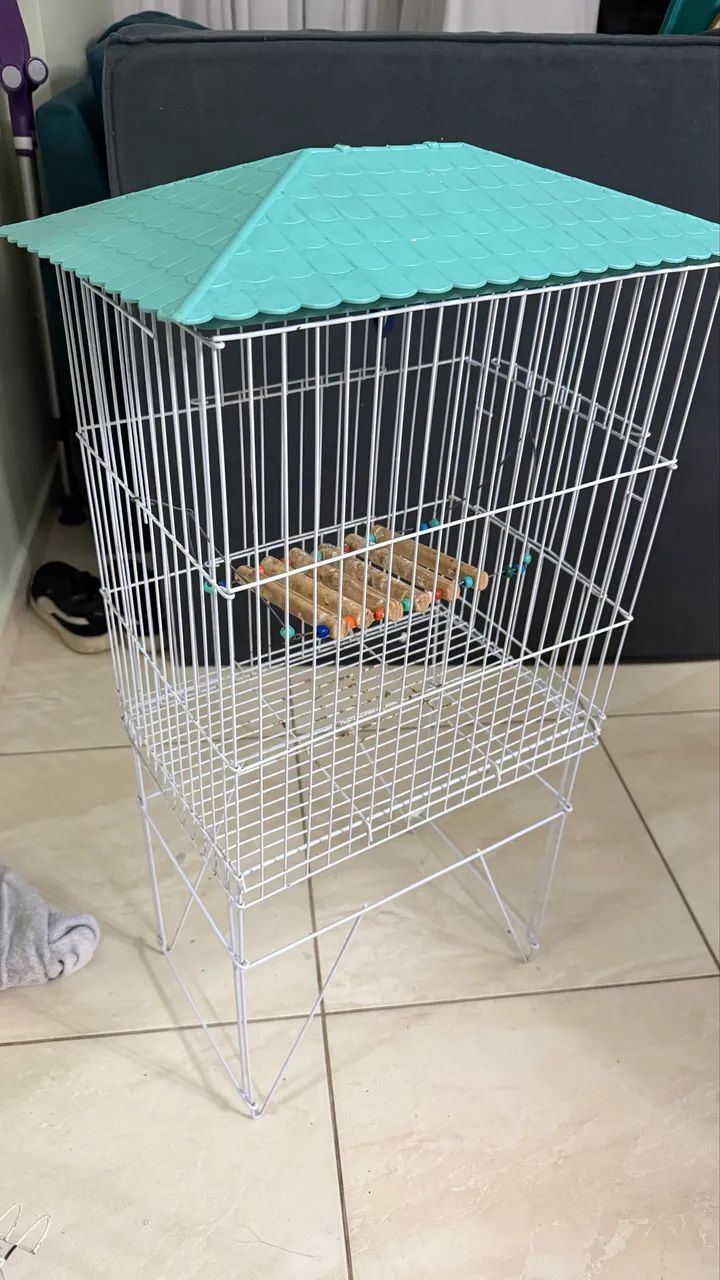 Gaiola para pássaros com suporte e cobertura  - Foto 2