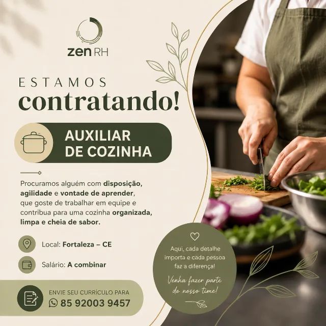 Vaga: Auxiliar de Cozinha 