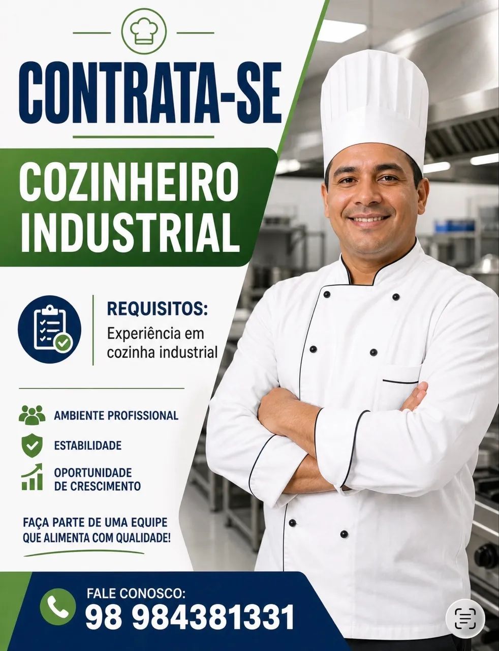 VAGA: COZINHEIRO(A) - SÃO LUÍS/MA