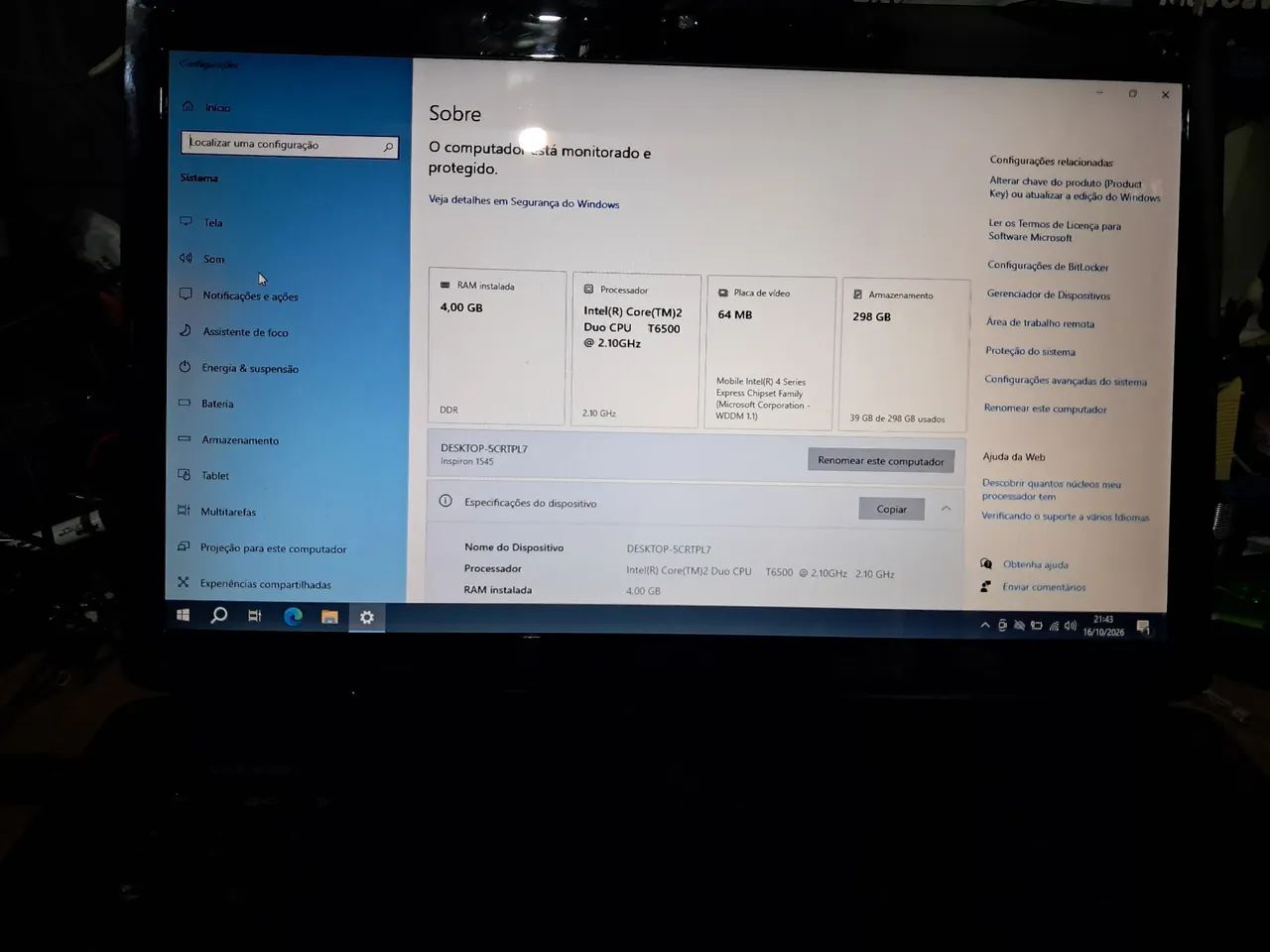  VENDO NOTEBOOK DELL INSPIRON 1545 - Foto 4
