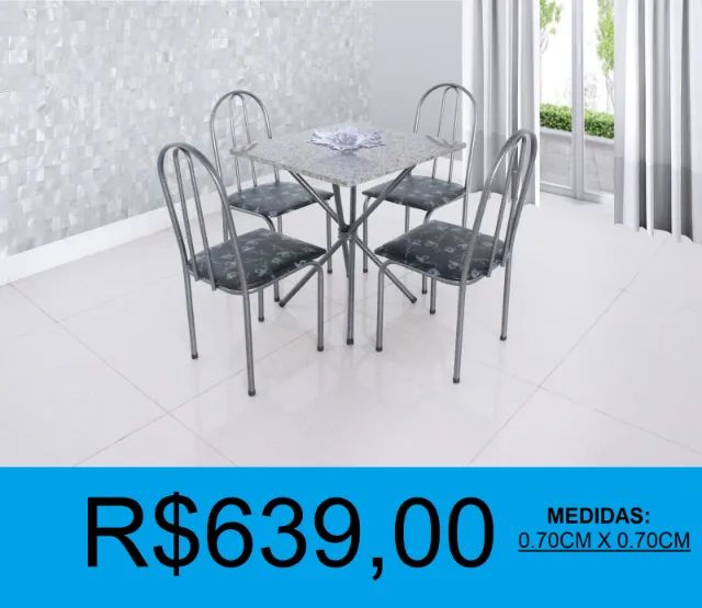Mesa pequena de granito com 4 cadeiras - temos a pronta entrega   - Foto 2