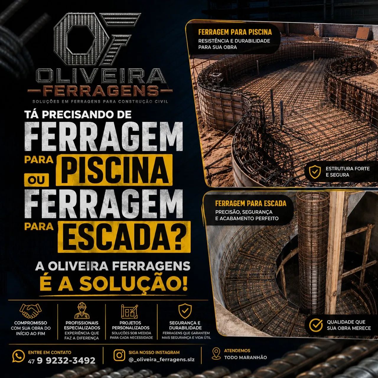 Armações de ferragens para sua construção 