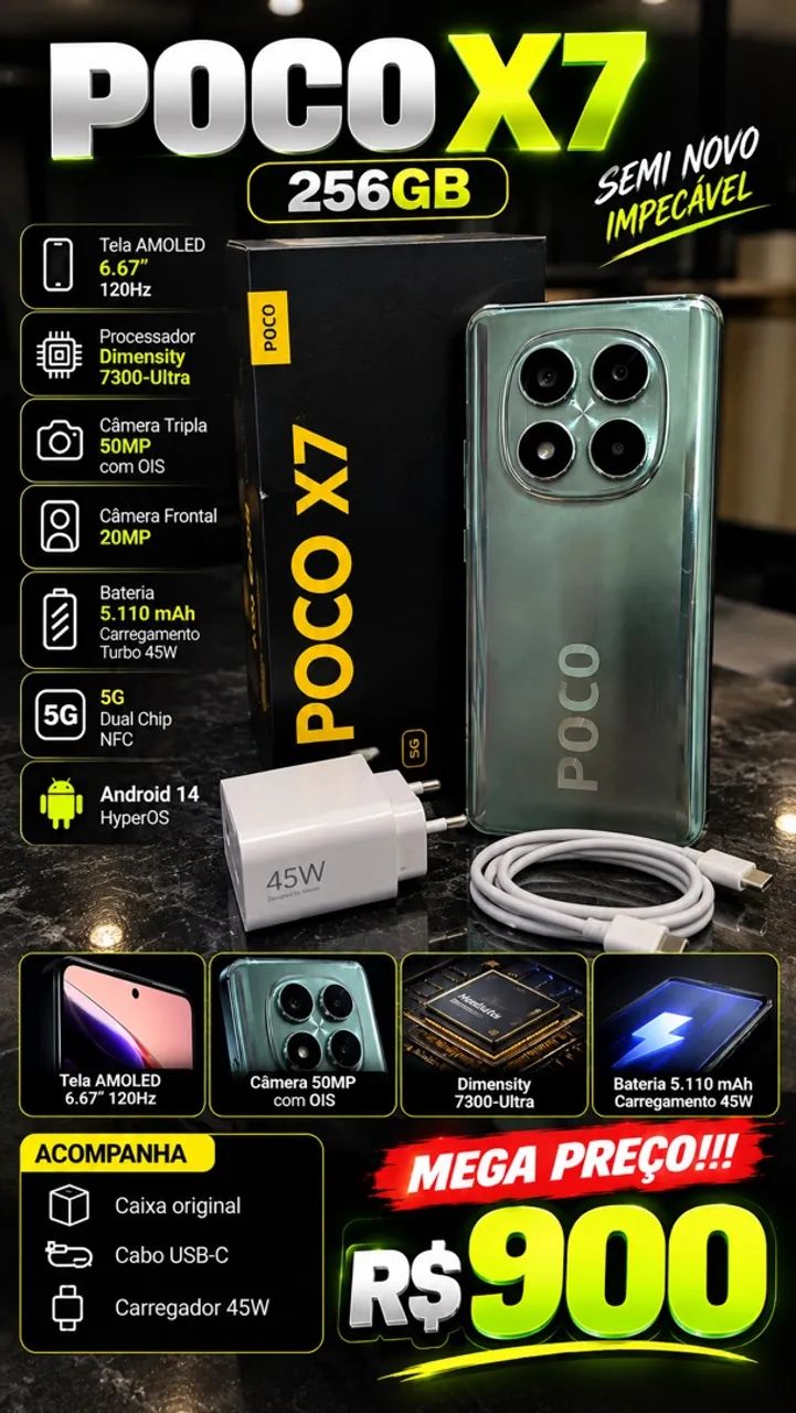 Celular Xiaomi Poco X7 256gb Impecável