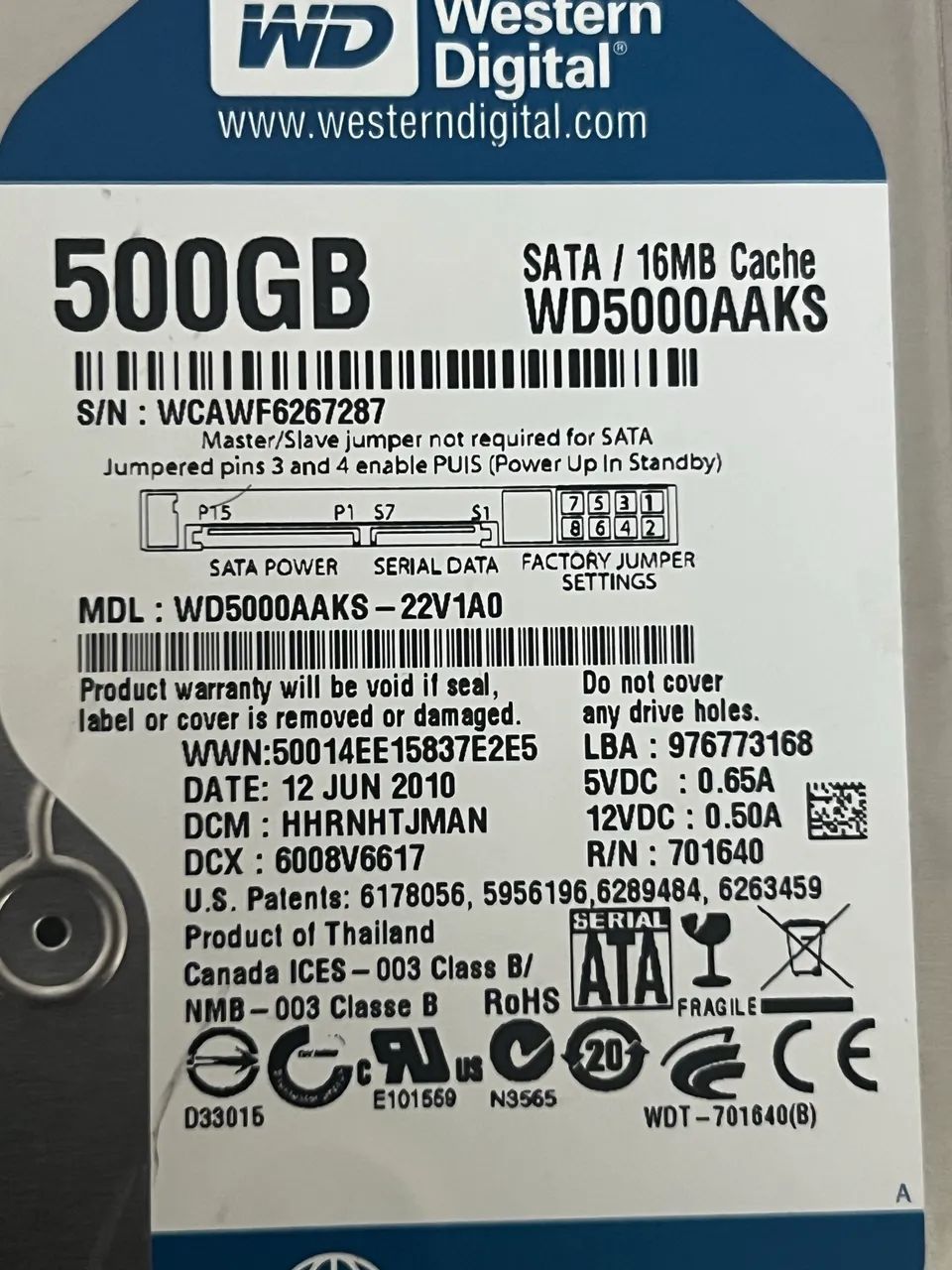 HD 500GB SATA 