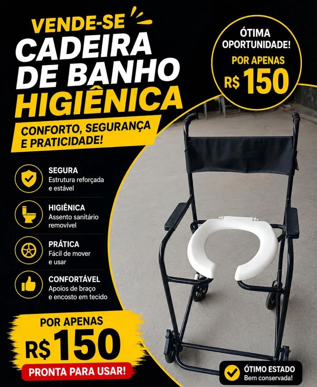 CADEIRA DE BANHO HIGIÊNICA 
