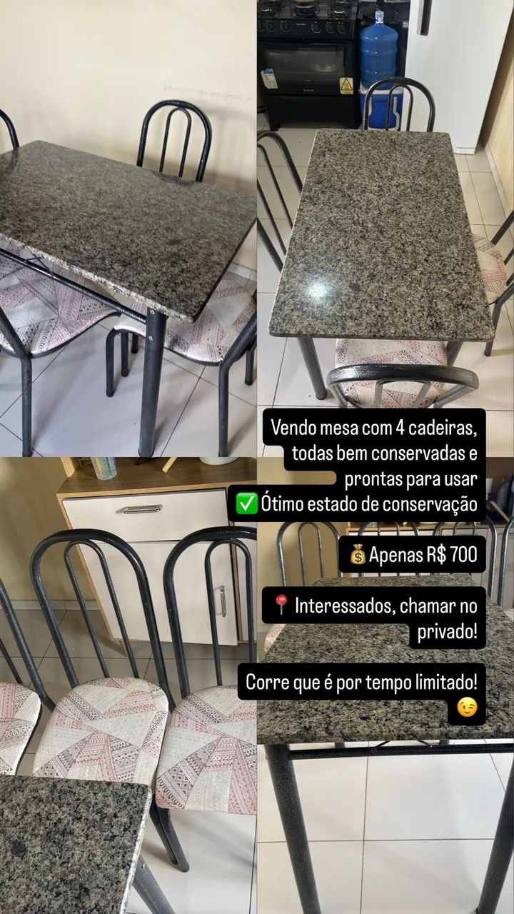 Mesa com 4 cadeiras 