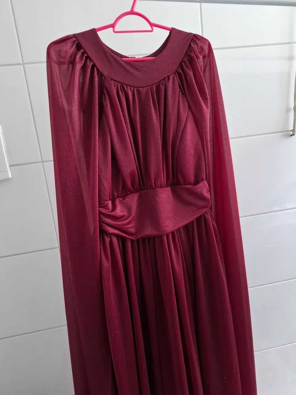Vestido de Festa Marsala com Brilho  - Foto 3