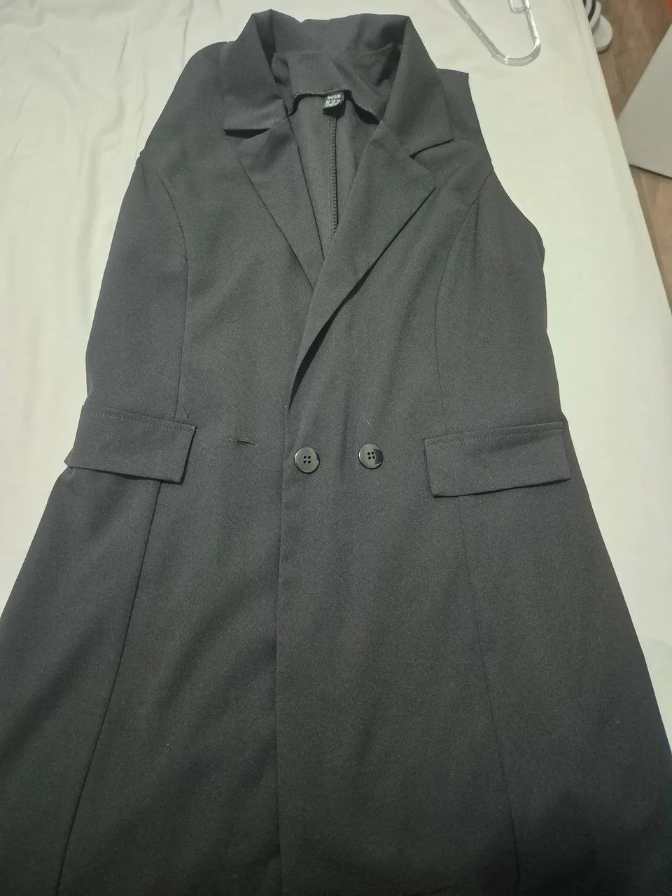 Colete alongado preto Shein  - Foto 4