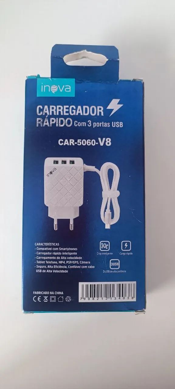Carregador rápido Inova CAR-5060- USB (V8). 3 portas USB de alta potência. - Foto 2