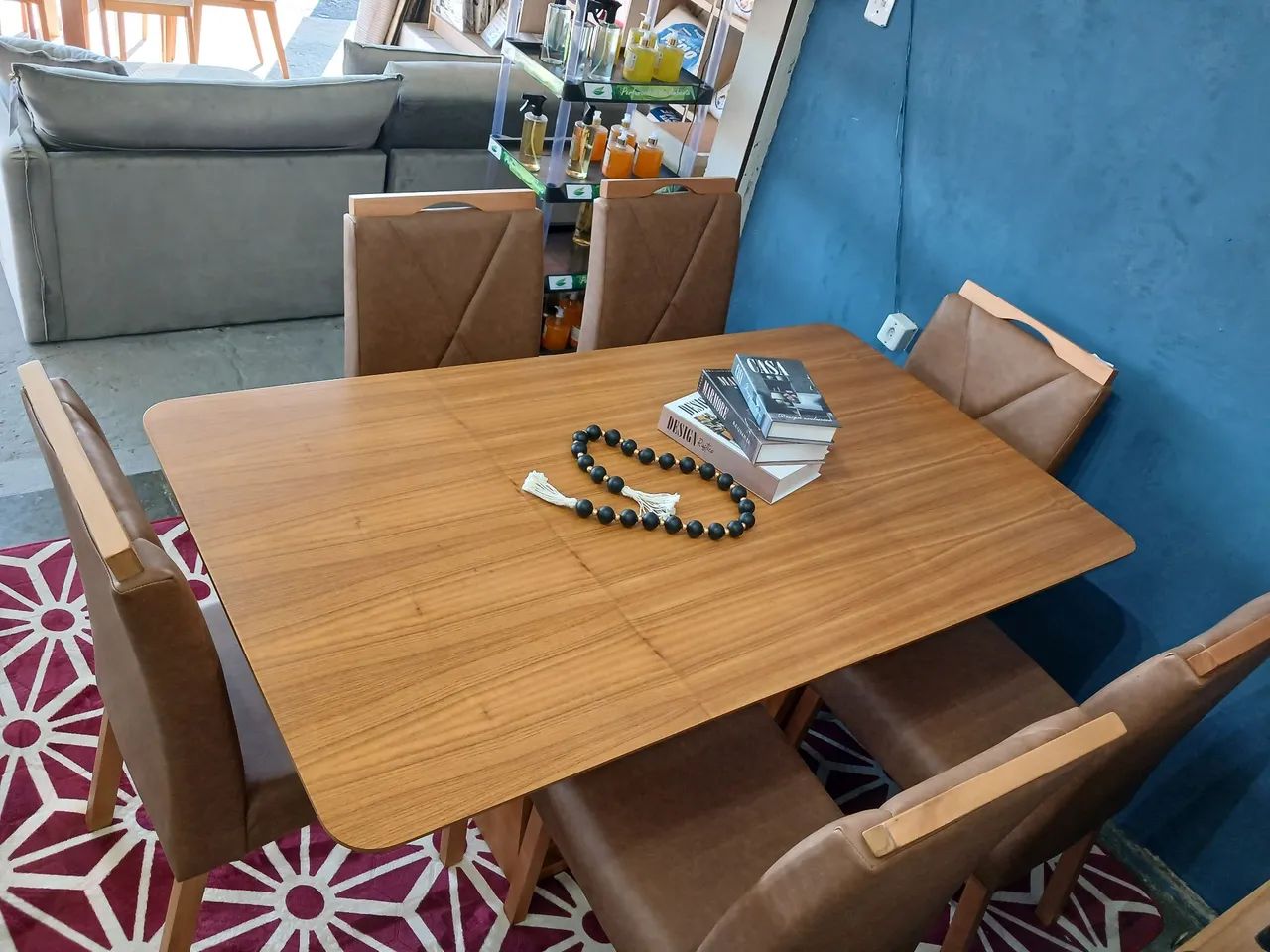 Conjunto Mesa Atenas com 6 Cadeiras Carol Slim 