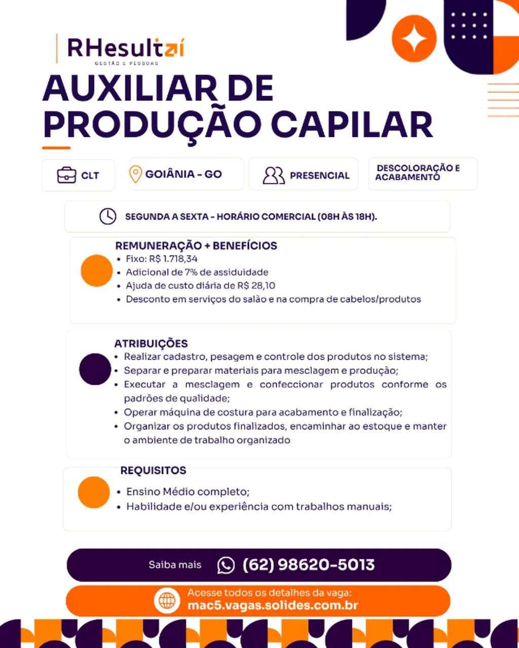 Auxiliar de Produção capilar