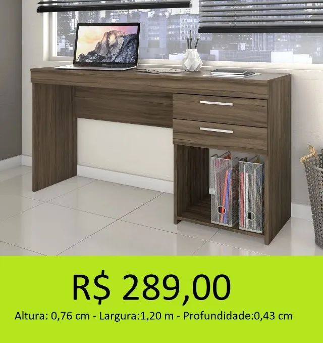 Escrivaninha de 1,20 com duas gavetas - temos a pronta entrega 