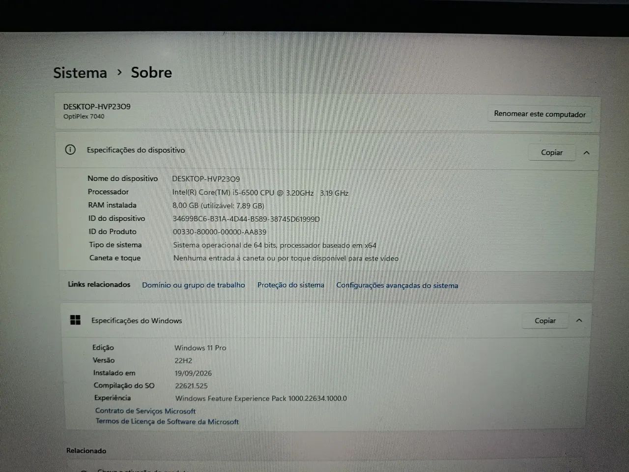 Vendo computador Dell optplex 3040, Proc. i5 6G, Memória 8 SSD240GB Monitor 22" Polegadas  - Foto 3