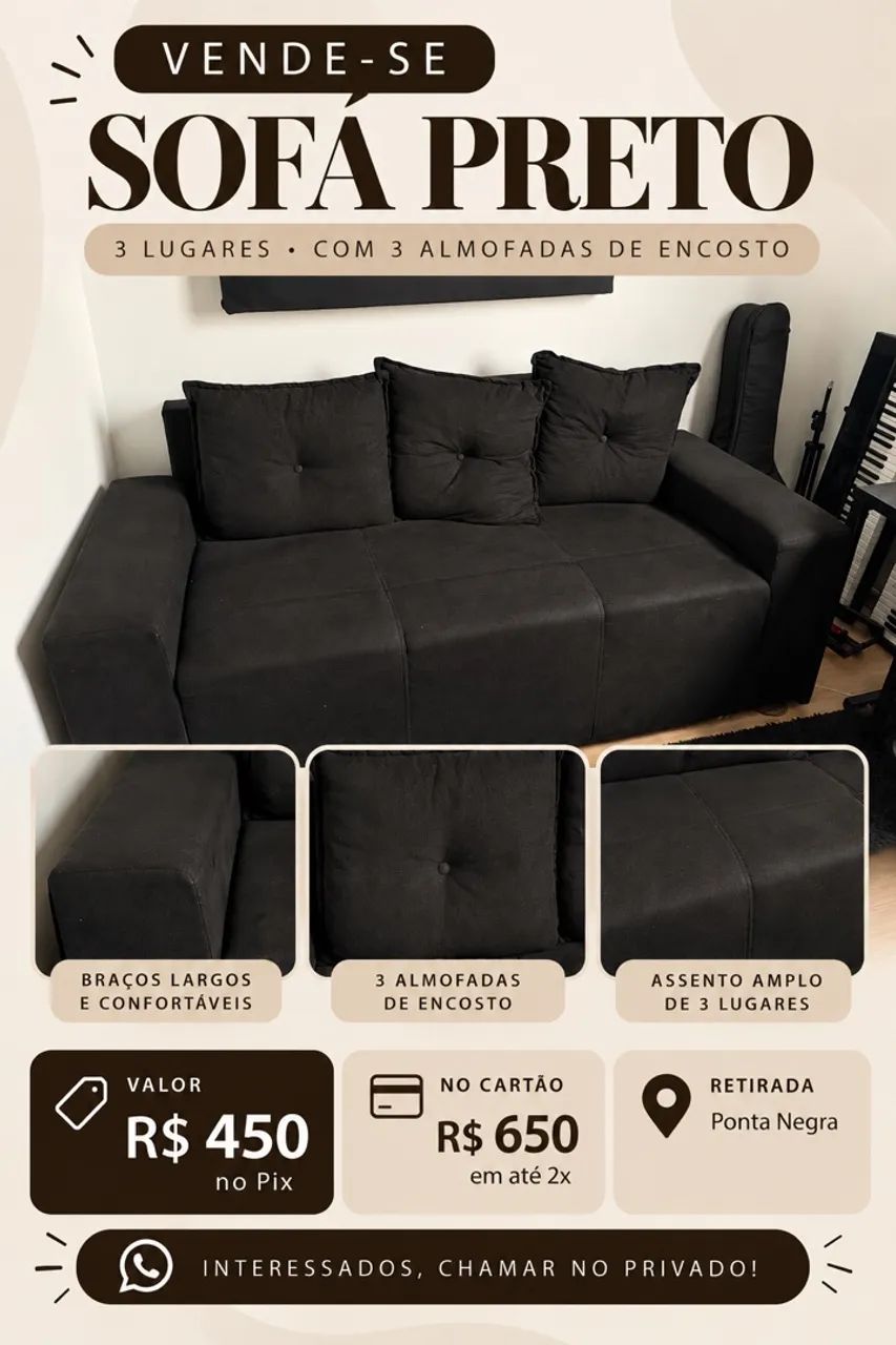 Sofá 3 lugares 