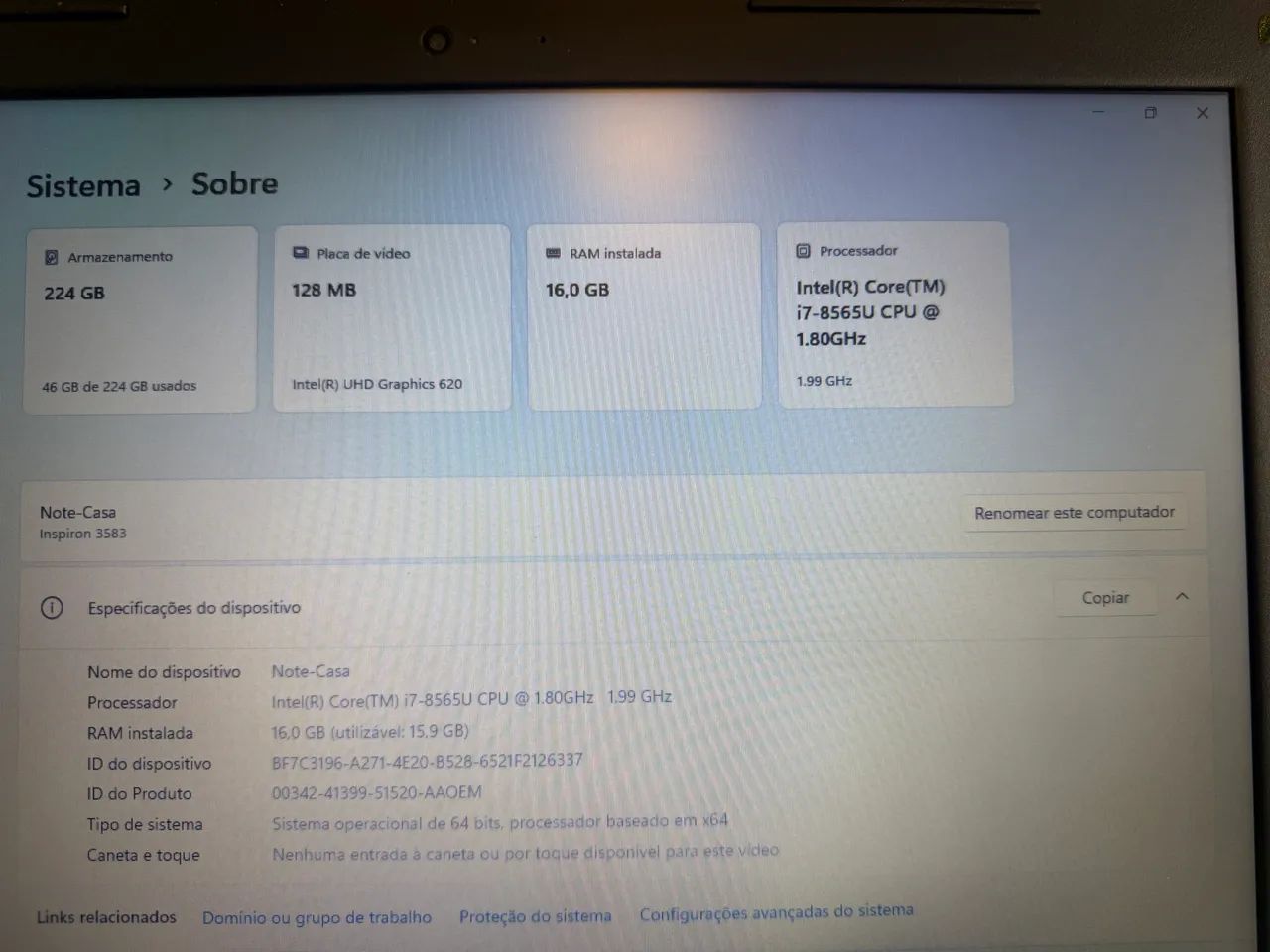 Notebook Dell i7 8a Geração  - Foto 5
