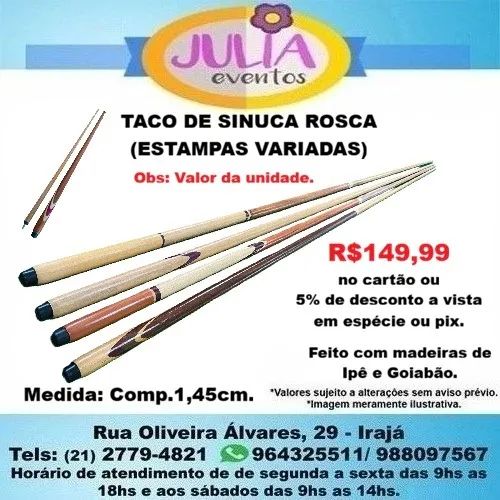 Taco Rosca p/ Mesa de Sinuca 1,45cm  