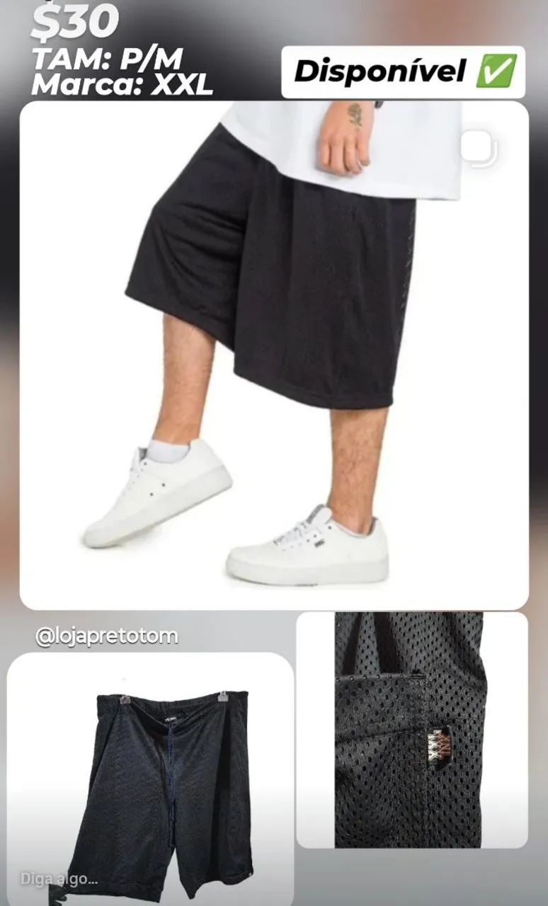 BERMUDA BASQUETE XXL  - Preto TAM: P/M