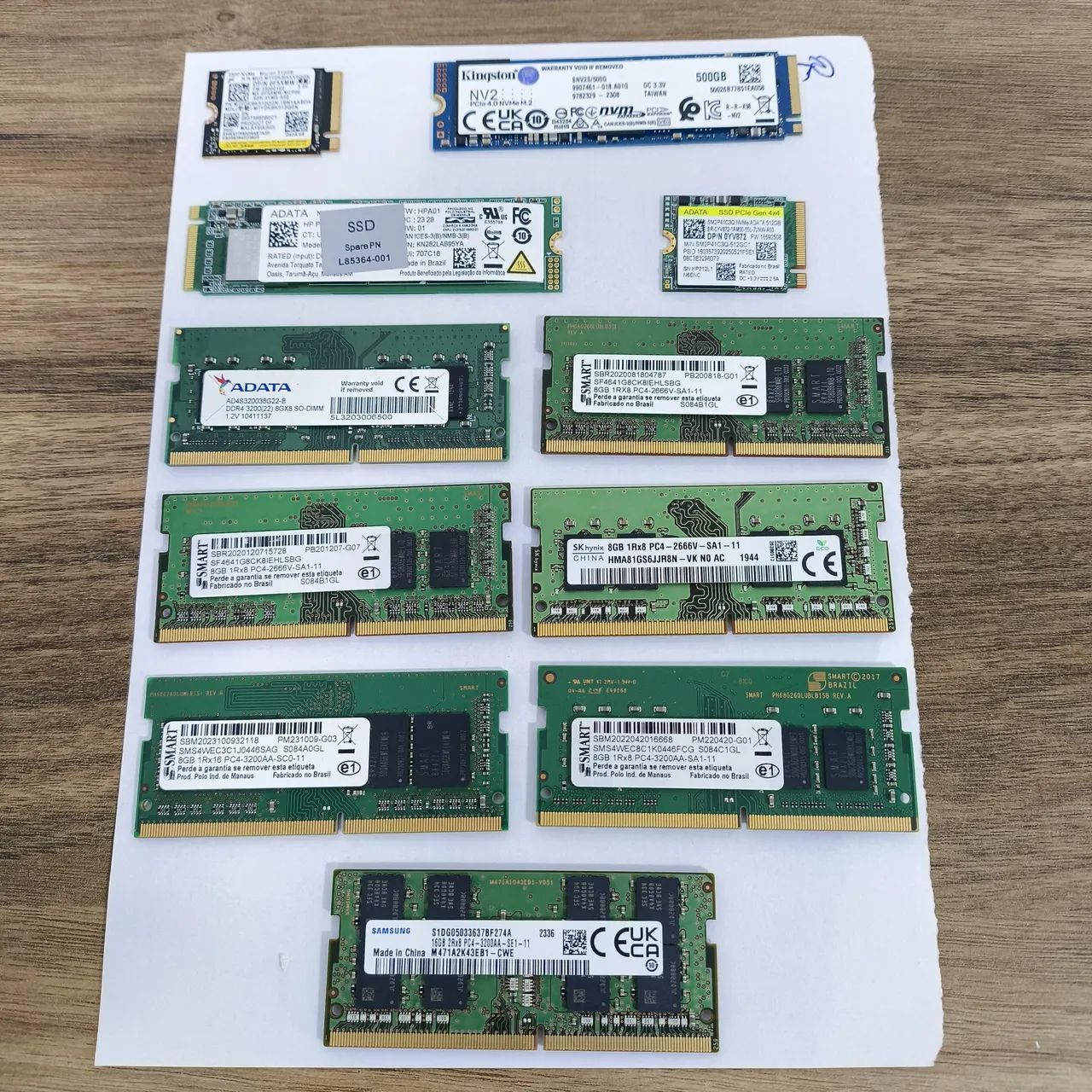 Lote *Lote de Memoria e SSD* 