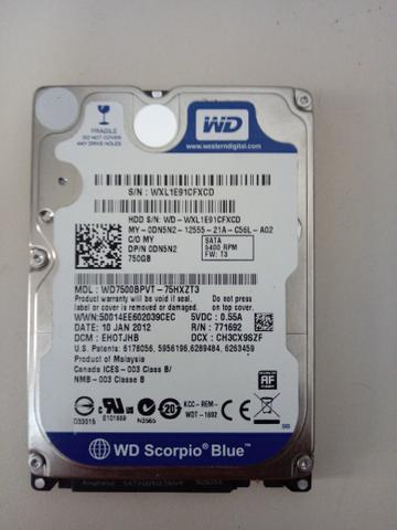 Hd Notebook 750 gb