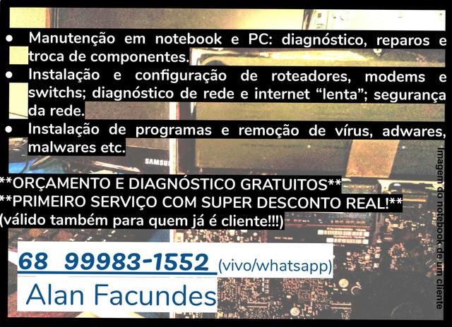 Formatação, Manutenção e Reparos em Redes, Note e PCs - Foto 2