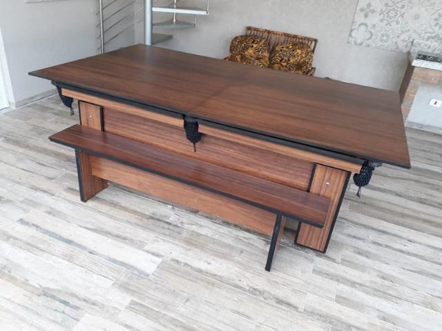Mesa de Sinuca 4 Pés Laterais Tecido Vernelho Cor Imbuia Modelo PHT4163 - Foto 5