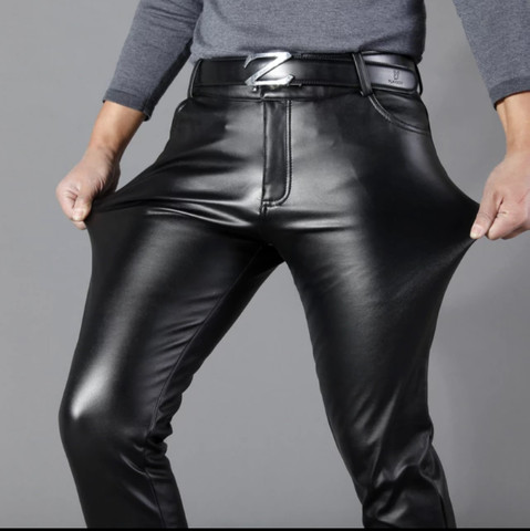calça de couro sintetico masculina