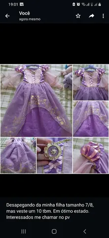 Vestido Fantasia Princesa Cinderela Menina Festa Dama Com Kit Coroa Luva  Varinha