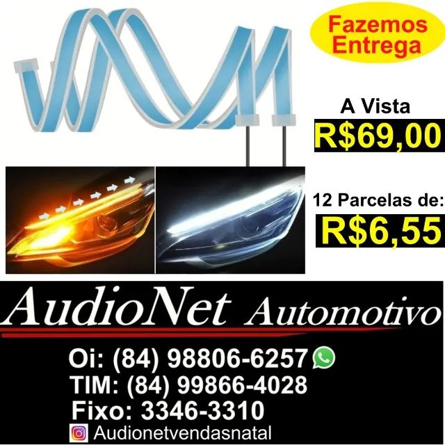 Par Fita Led Neon Drl Flexível Farol e Seta 12v 3000k 6000k Sequencial Carro Veicular