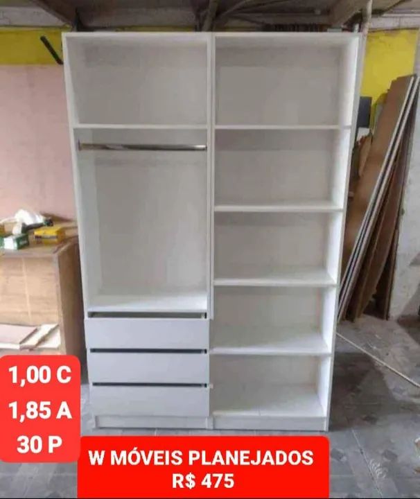 Closet solteiro 3 gavetas em MDF R$ 475