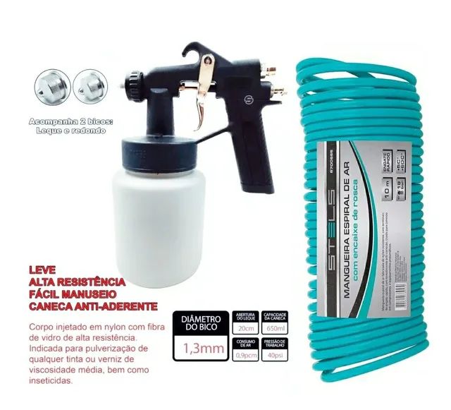 Pistol Pintura - Ar Direto - Pulverizador Tinta + Mangueira - Pronta Entrega