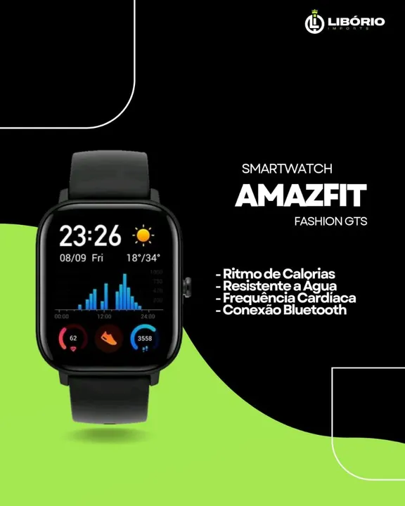 SMARTWATCH AMAZFIT FASHION GTS 1.65 OBSIDIANA PRETO A1914 100% ORIGINAIS