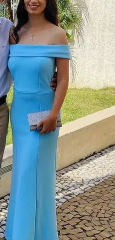 Vestido longo azul claro 