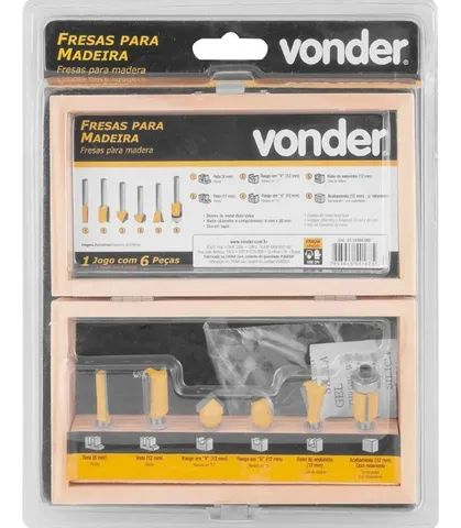 Jogo de Fresas Profissional Vonder para Tupia com 6 Peças para Madeira com Maleta - Foto 6