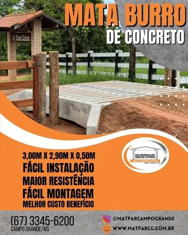Mata Burro de Concreto 3,00m X 2,90m X 0,50m - Fácil instalação