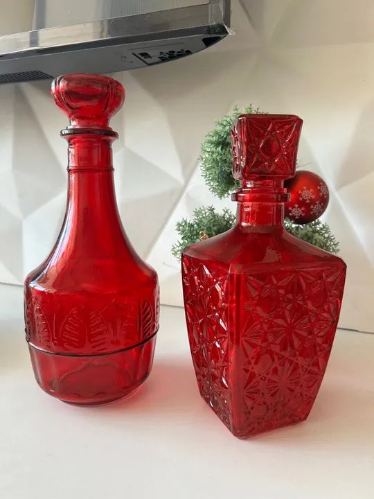 Decoração de Casa - Decanters de Vidro Vermelho - Foto 2